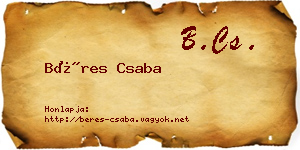 Béres Csaba névjegykártya